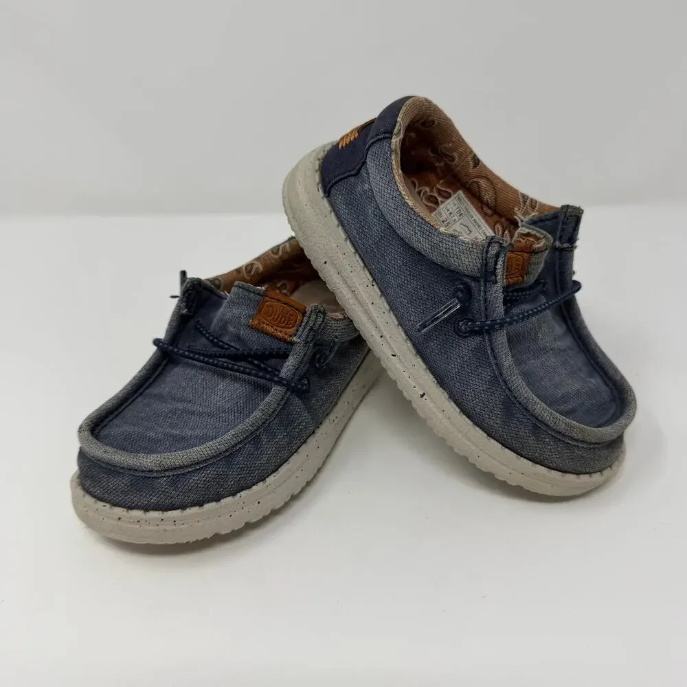 Hey Dude Wally Toddler Washed Canvas Shoes Size 8